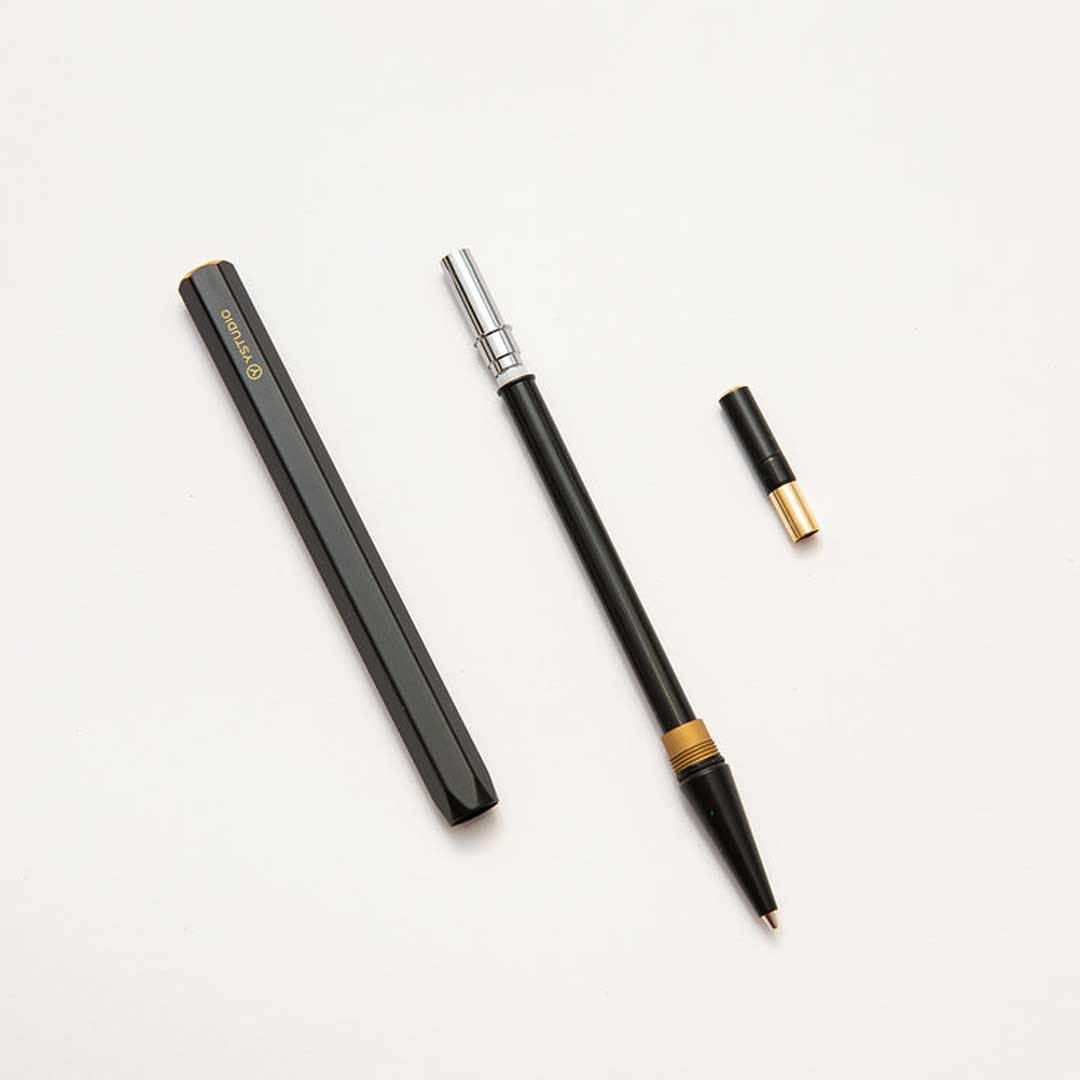 Ystudio | Mechanical Pencil | 0.7mm | Classic Revolve | Brass | Black | Pack of 1 YSTUDIO