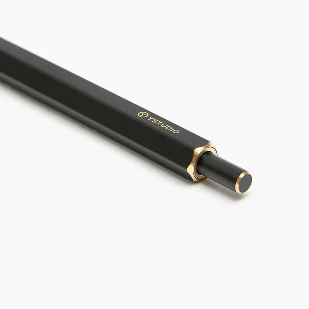 Ystudio | Mechanical Pencil | 0.7mm | Classic Revolve | Brass | Black | Pack of 1 YSTUDIO