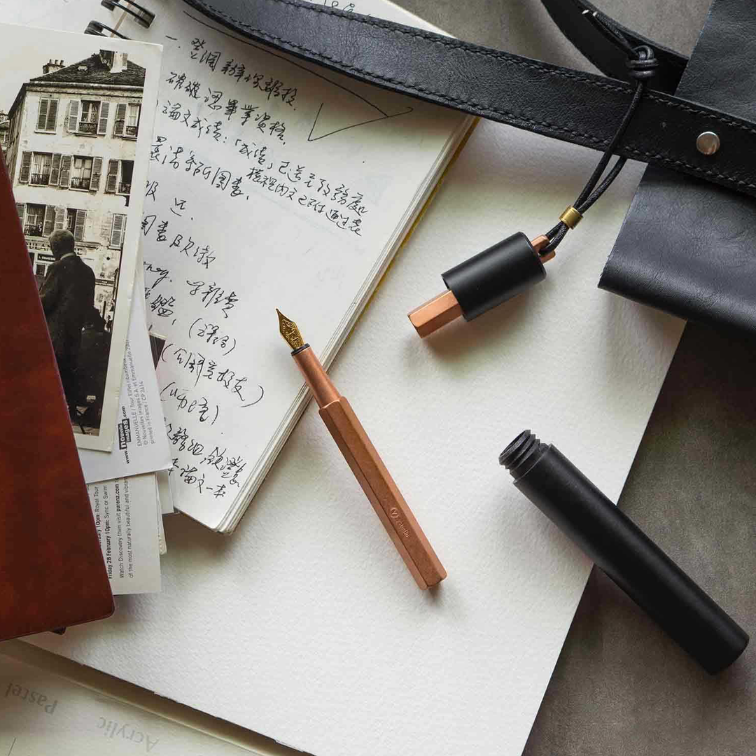 Ystudio | Portable Fountain Ink Pen | Metal Copper Body | Fine Nib with Gold Plating | Classic Revolve Series YSTUDIO