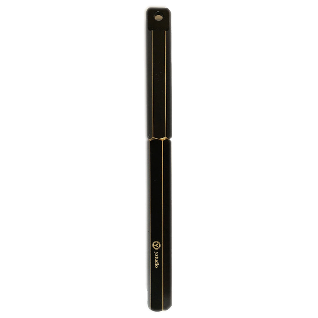 Ystudio | Portable Fountain Pen | Black Metal | Brass Body | Medium Nib | Classic Revolve Series YSTUDIO
