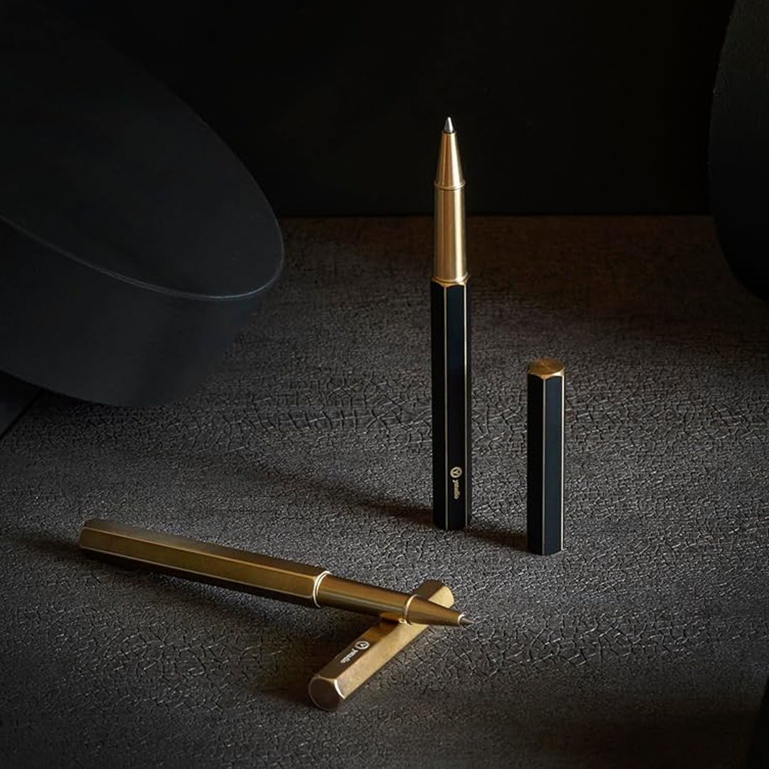 Ystudio | Rollerball Pen | Black Brassing | Six Shining Lines | Brass YSTUDIO