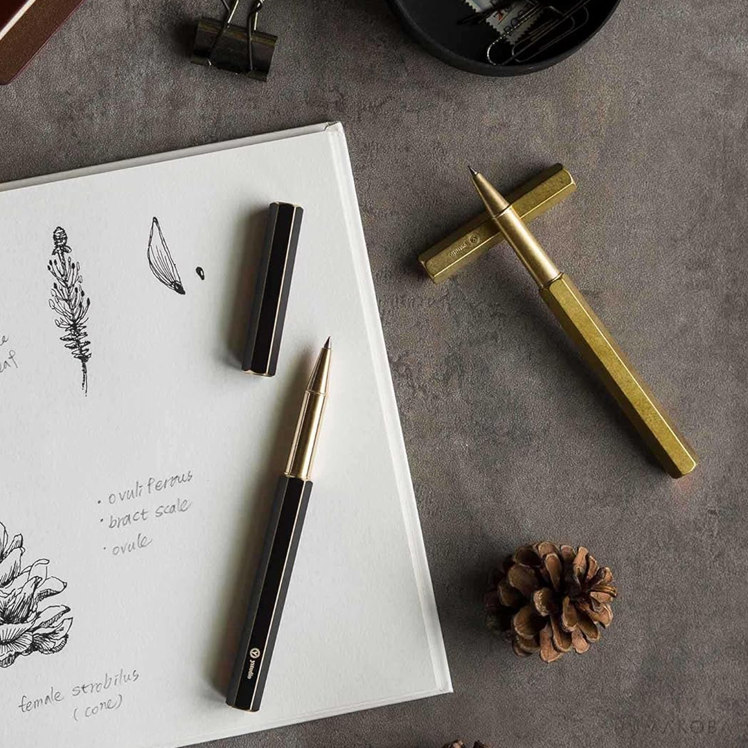 Ystudio | Rollerball Pen | Black Brassing | Six Shining Lines | Brass YSTUDIO