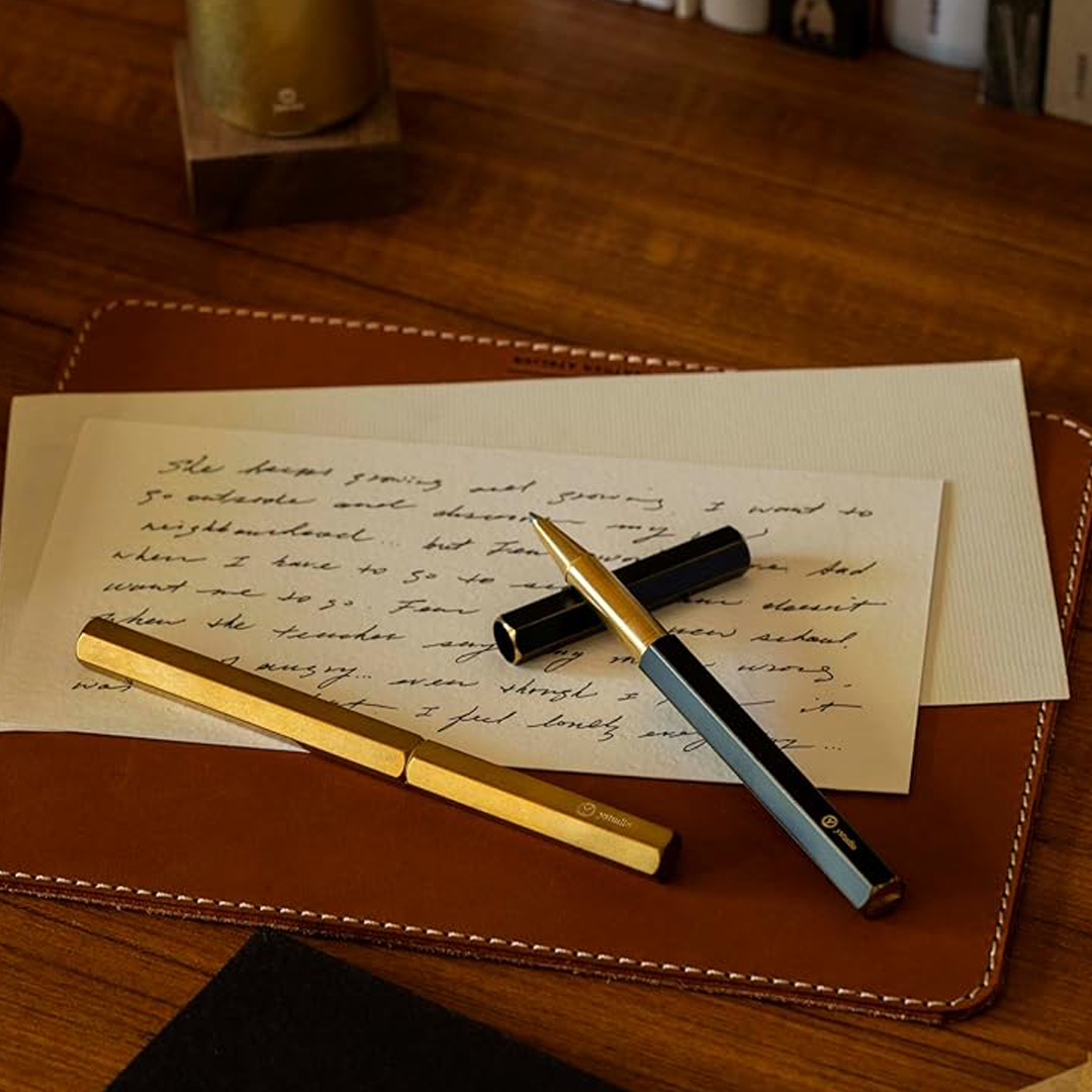 Ystudio | Rollerball Pen | Black Brassing | Six Shining Lines | Brass YSTUDIO
