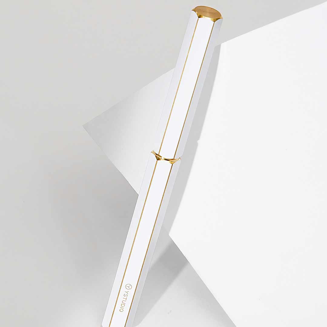 Ystudio | Rollerball Pen | Classic Revolve | Brass White YSTUDIO