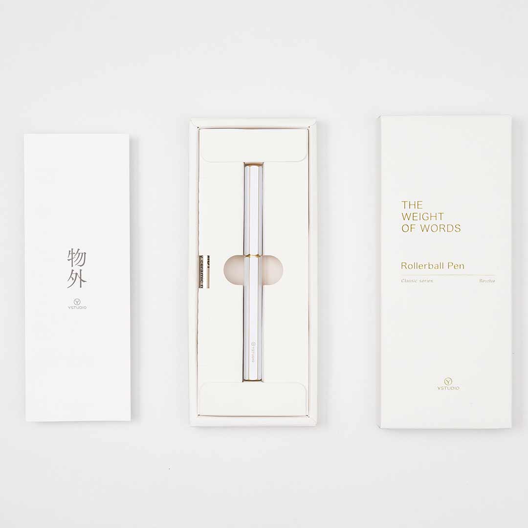 Ystudio | Rollerball Pen | Classic Revolve | Brass White YSTUDIO