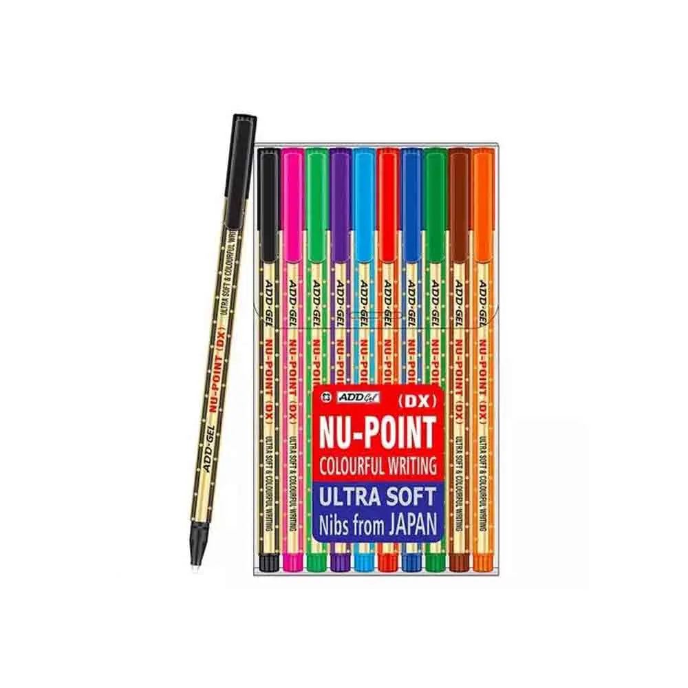 ADD Gel Nu-Point DX Colourful Writing Ultra Soft Nibs From Japan Pack of 10 Pens ADD Gel