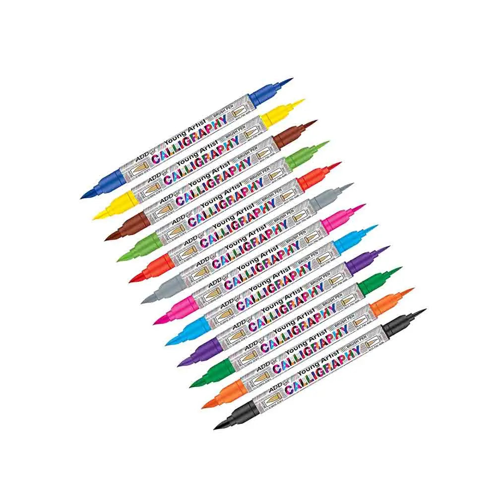 Add Gel Calligraphy Colouring Pen - Twin Tip Brush 12 Pen Set ADD Gel