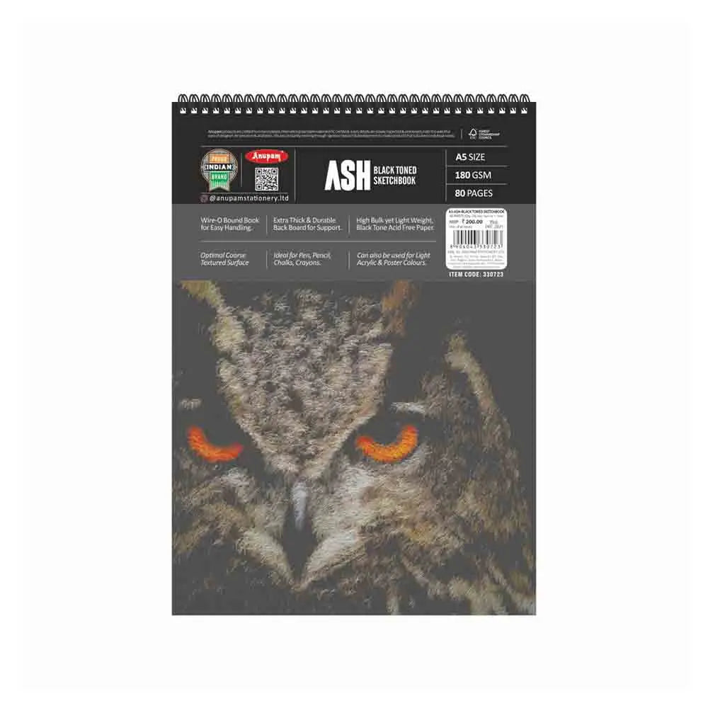 Anupam Ash Black Toned Sketchbook Cartridge Paper 180 GSM - Wireo Anupam