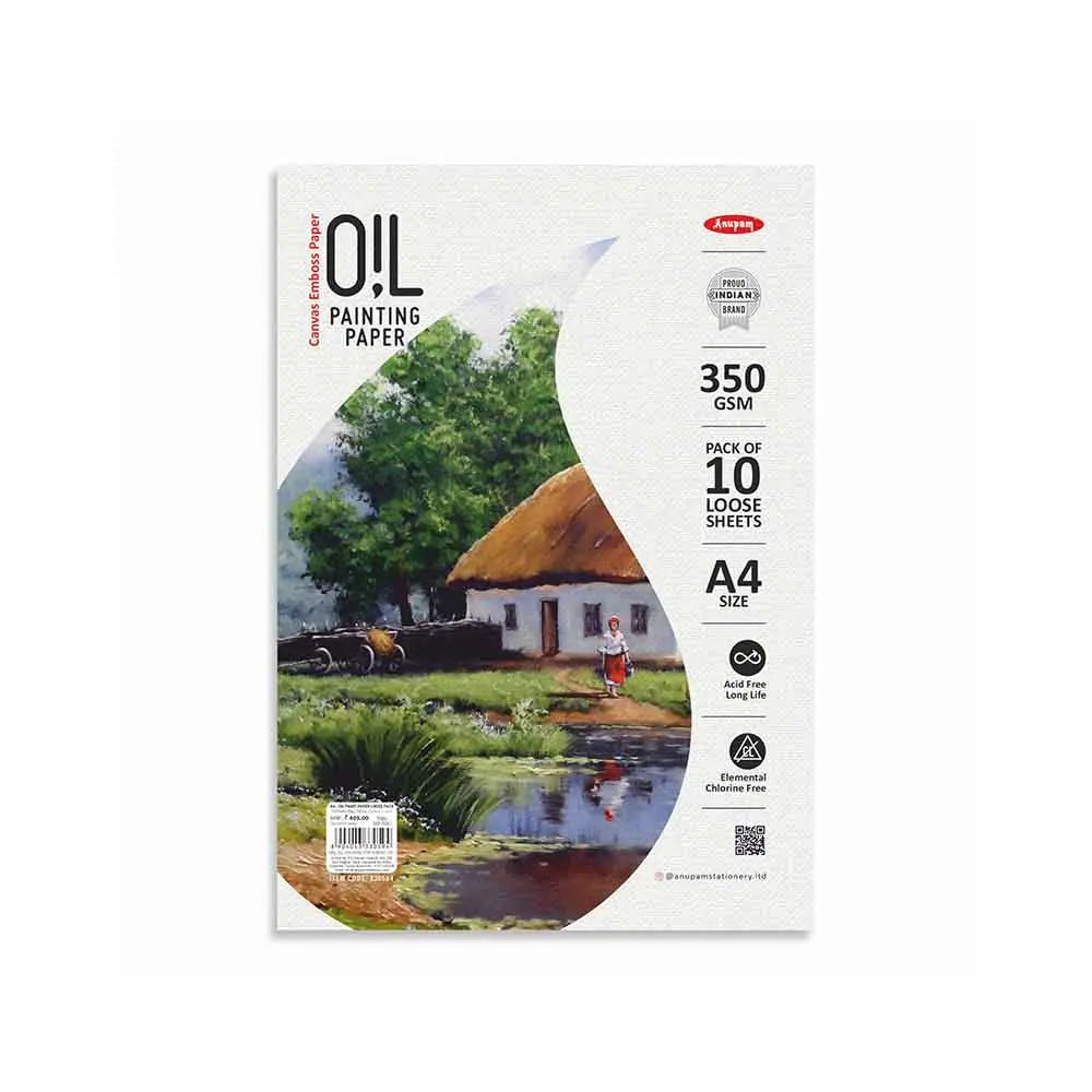 Anupam Oil Painting Canvas Emboss Paper Pack - Oil Paper 350GSM Canvas Textured Anupam