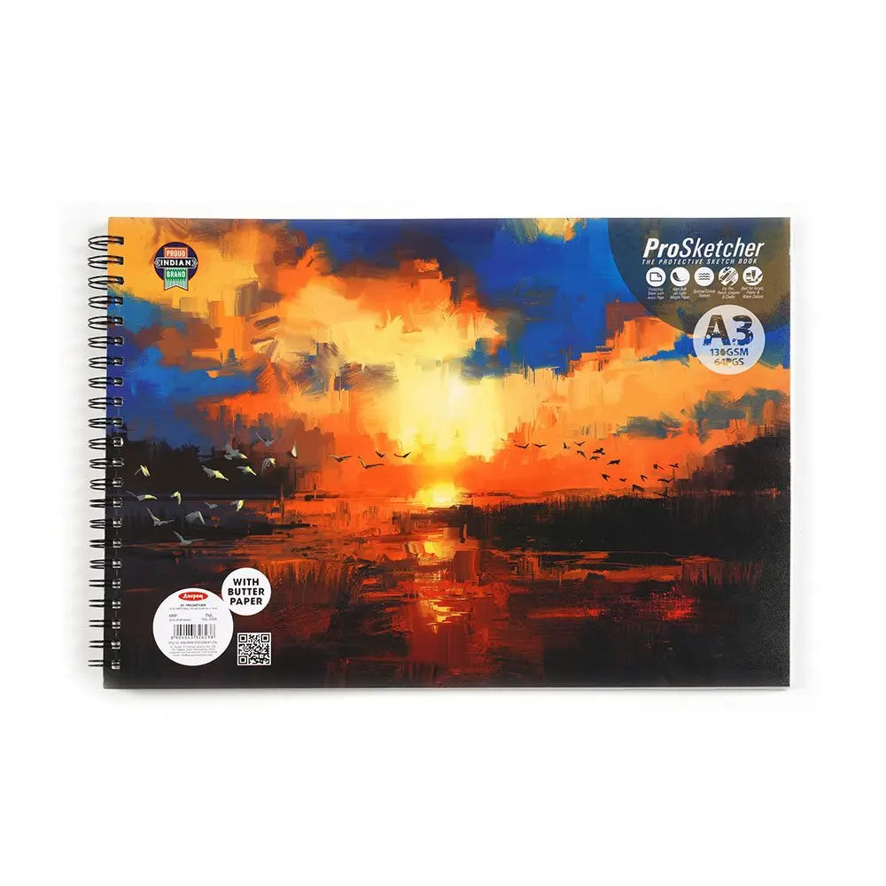 Anupam Pro Sketcher Sketch Book - Wireo Binding Book  -140 GSM with Butter Paper Anupam