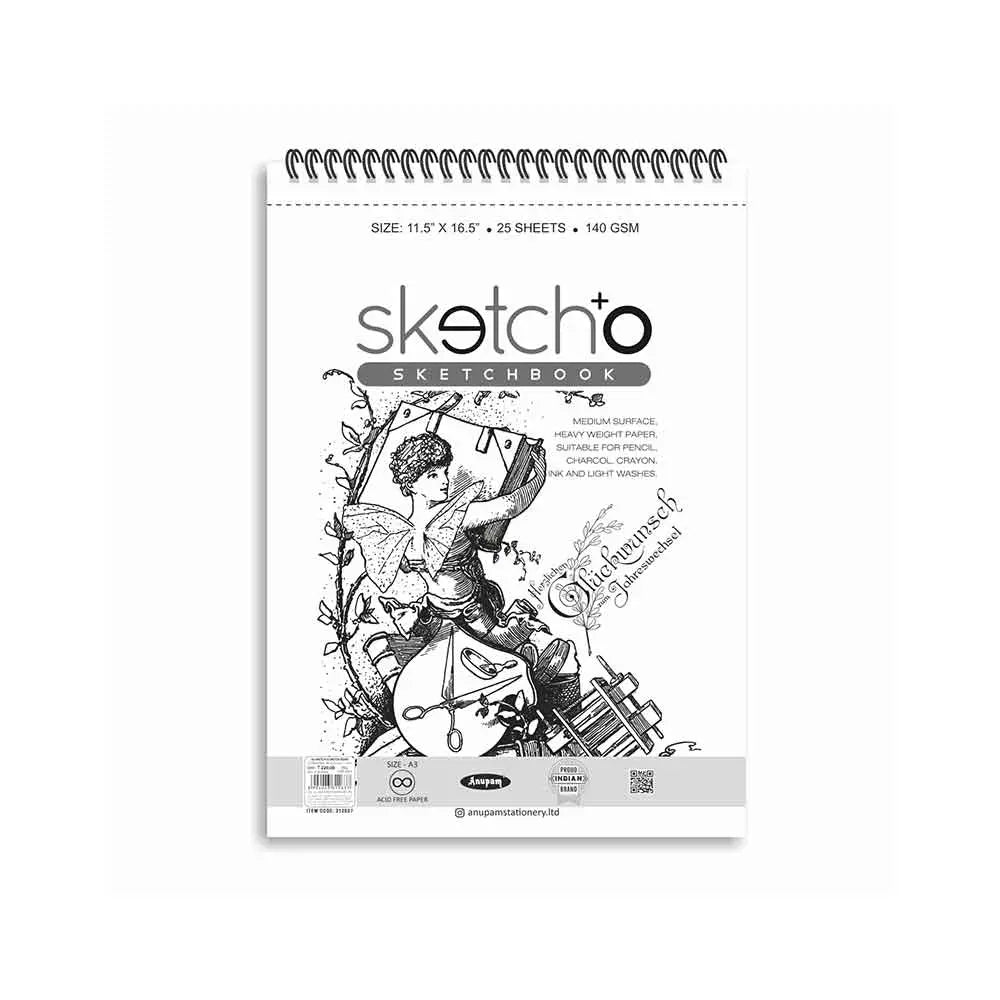 A4 Sketchbook - (Pack of 1, 80 Pages (40 Sheets)) Wire-O Portrait Drawing  Pad for Heavy Mixed Media with Perforated 180gsm Acid Free Cartridge Paper