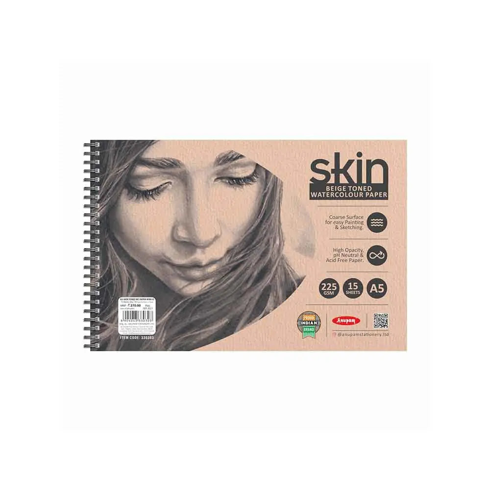 Anupam Skin Toned Watercolour Paper Wireo Book 225 GSM Anupam
