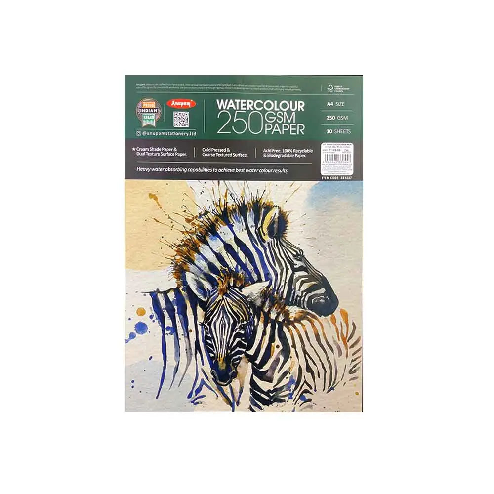 Anupam Watercolour Paper Cream Shade 250 GSM Cold Pressed  (Loose Sheets) Anupam