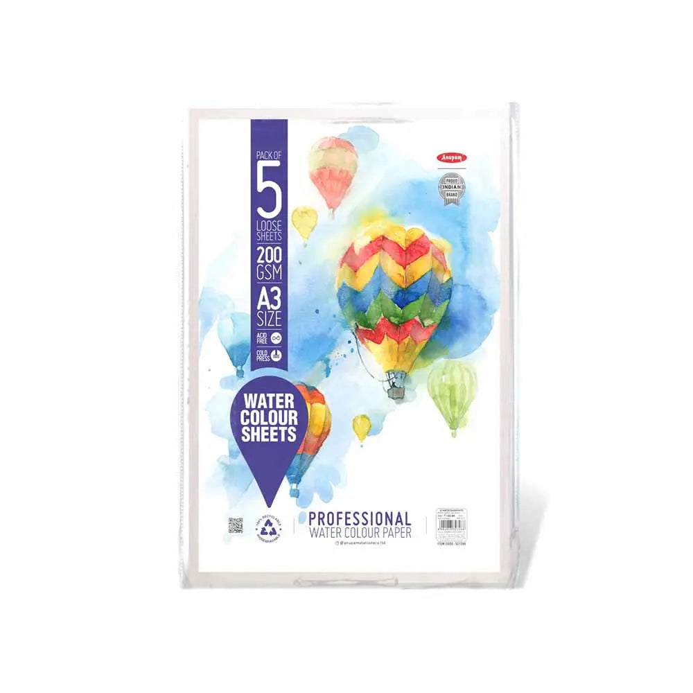 Anupam Watercolour Paper Loose Sheets 200 and 300 GSM Cold Pressed Anupam