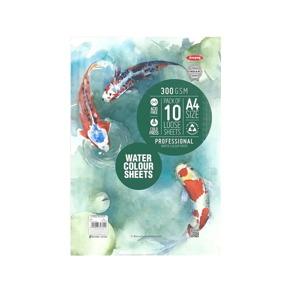 Anupam Watercolour Paper Loose Sheets 200 and 300 GSM Cold Pressed Anupam