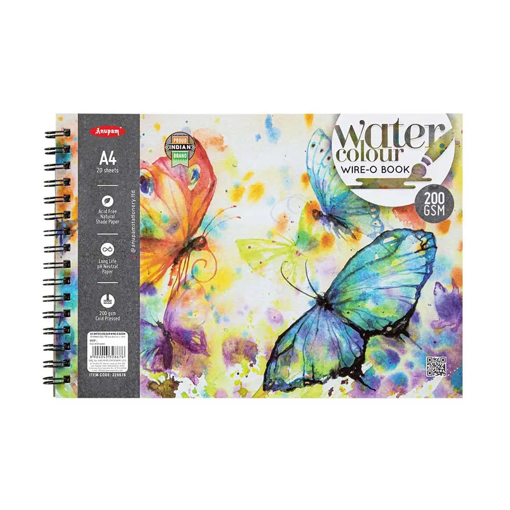 Anupam Watercolour Paper Wireo Book (200 GSM & 300 GSM) - Cold Pressed Anupam