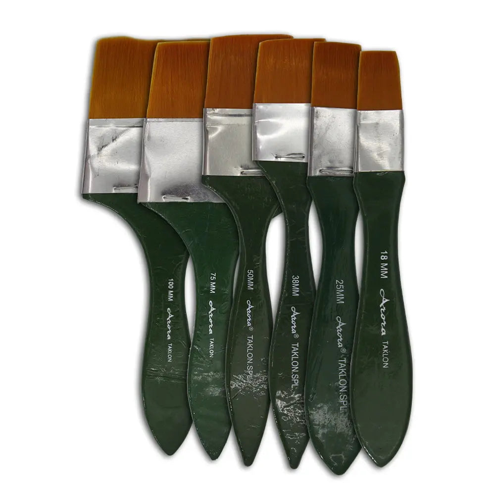 Arora Artist Taklon Synthetic Flat Brushes (Choose Thickness) Arora