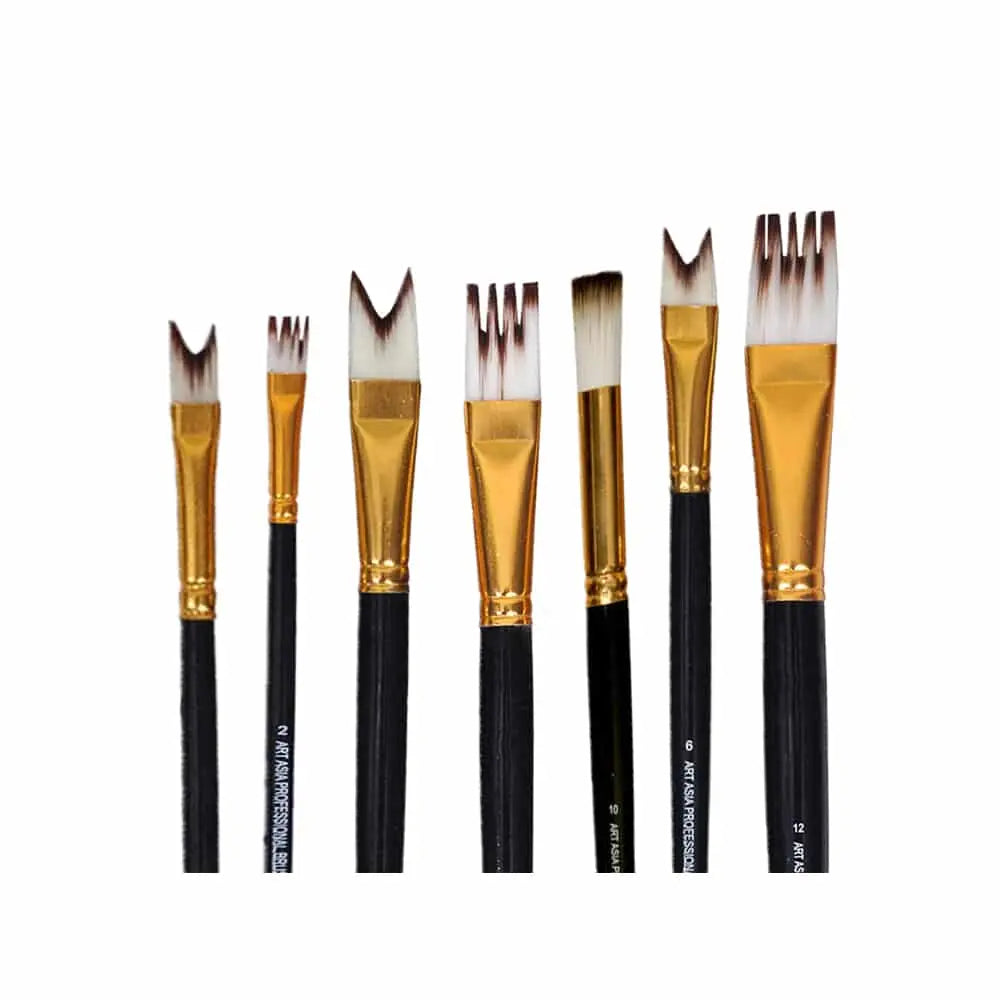 Art Asia Notch, Comb and Flat Painting Brush Series - 7pcs Art Asia
