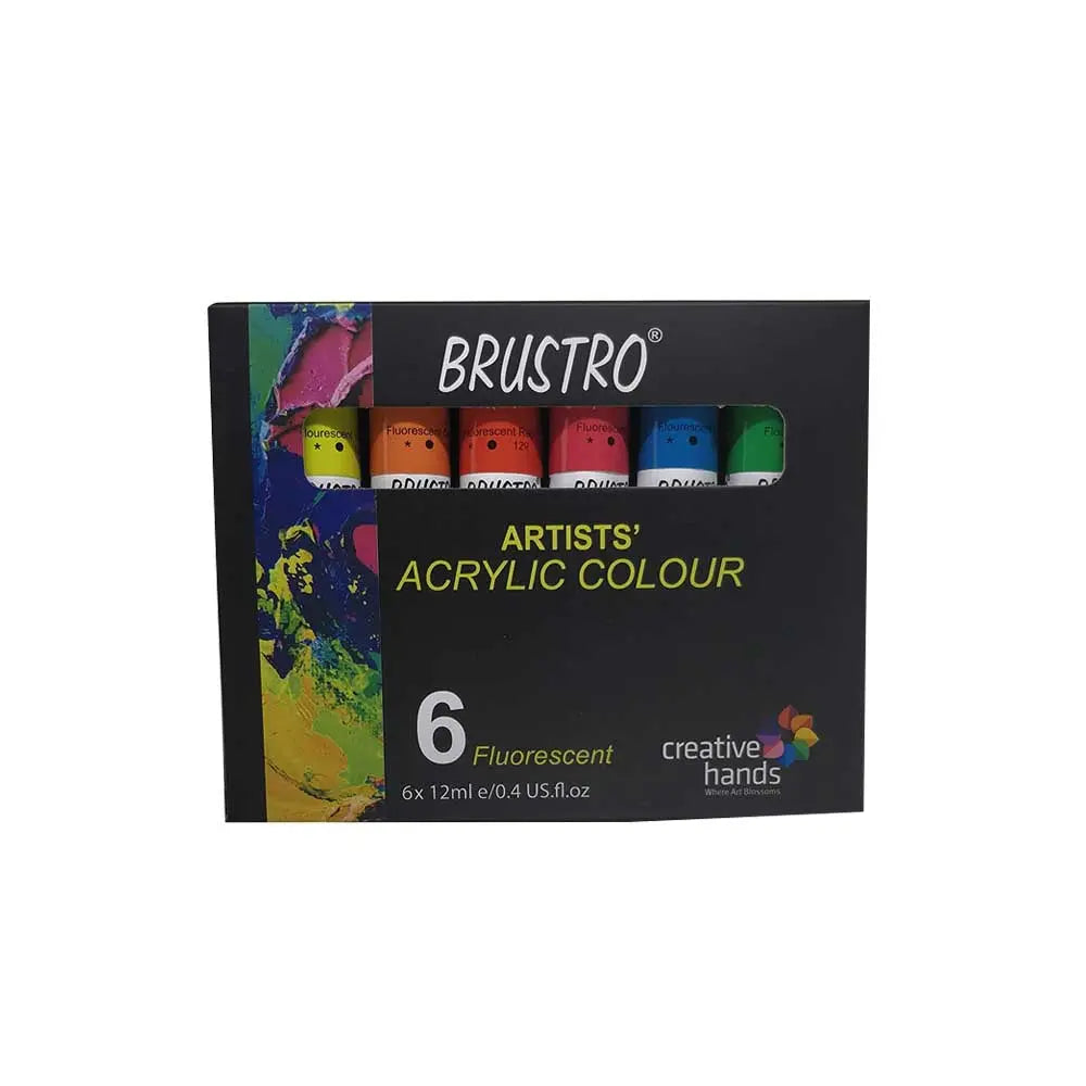 Brustro Fluorescent Acrylic Colour Set of 6 Shades - Pack View