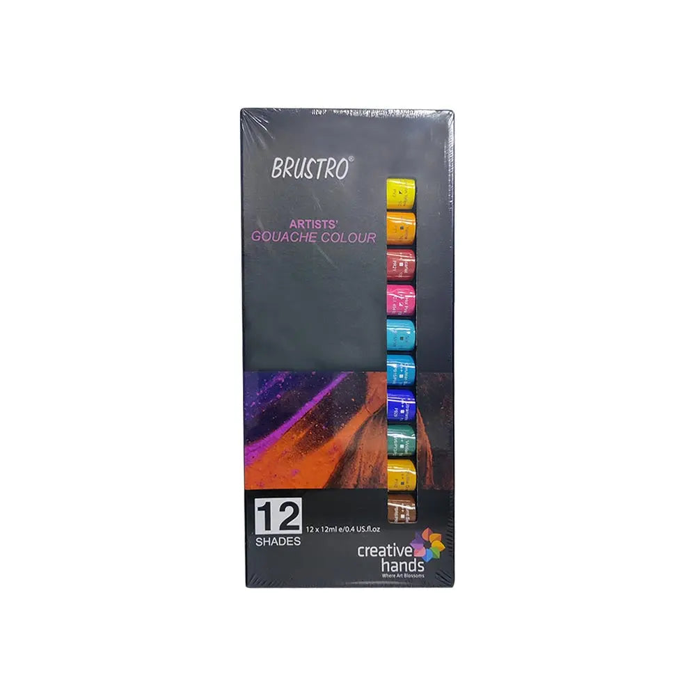 Brustro Gouache Paint Sets for Artists (Multiple Sets) - Set of 12 Shades - Pack View