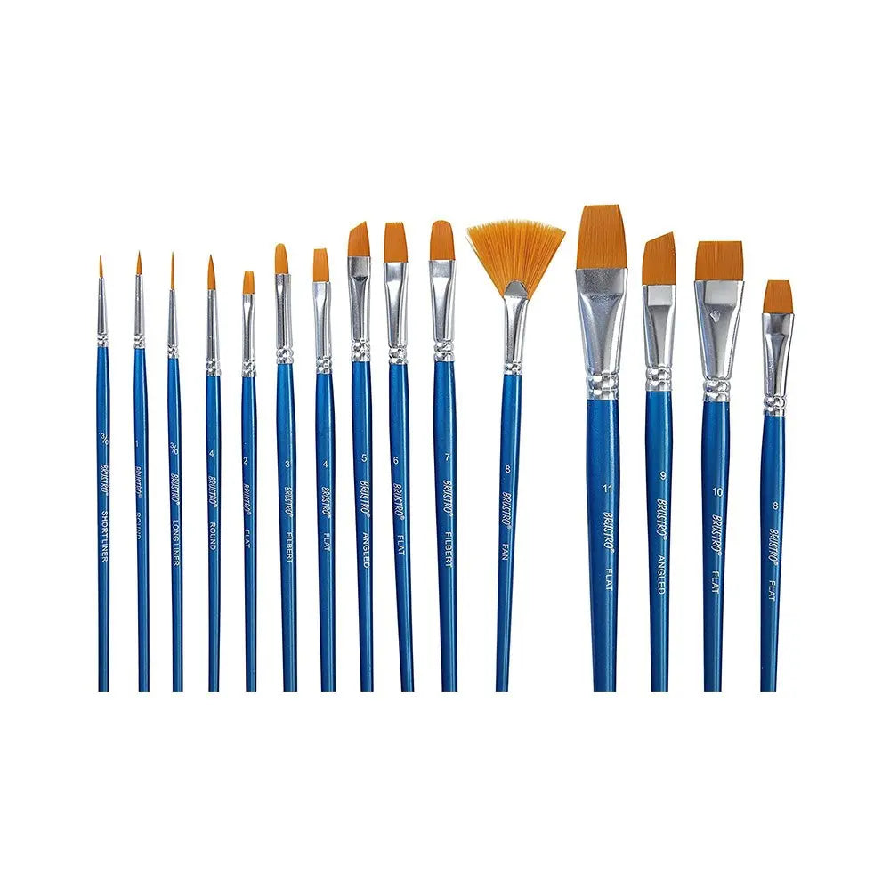 Brustro Artists Taklon Hair Brush Set Of 15 Brustro