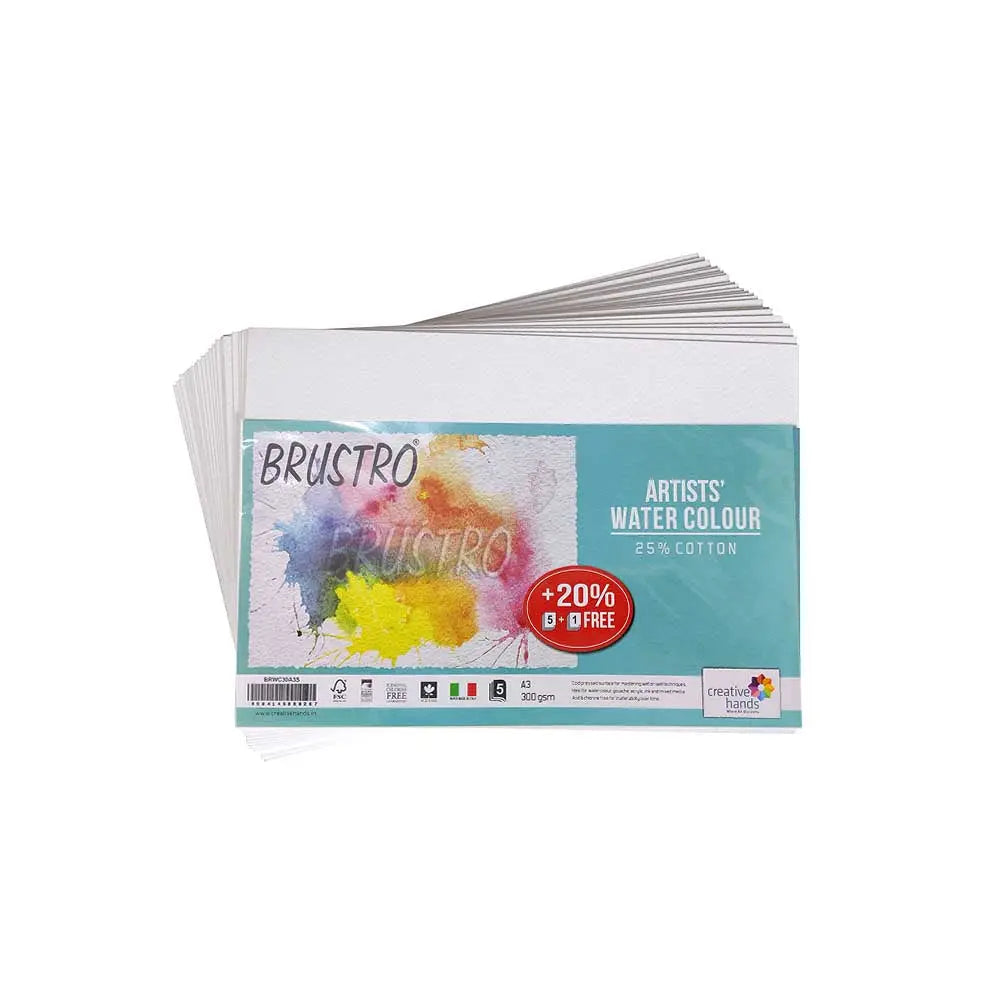 Brustro Artists Watercolour Paper 25% Cotton 300gsm Brustro