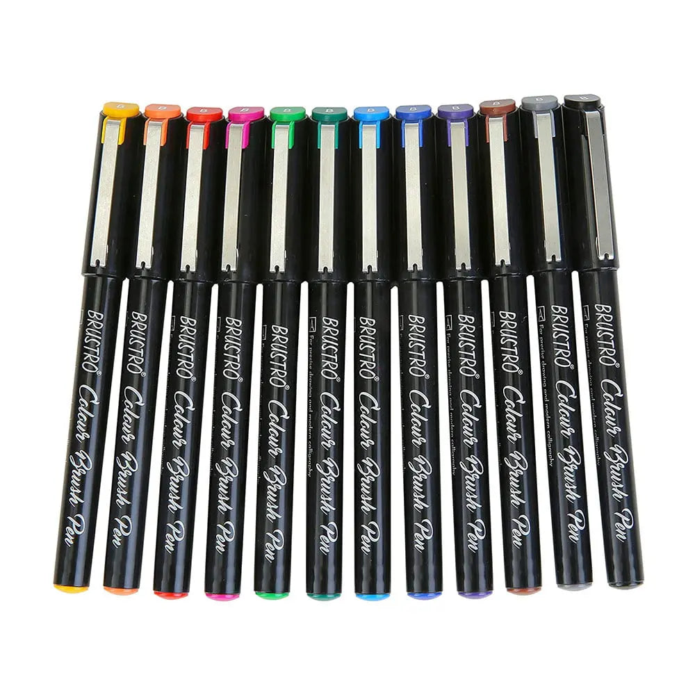 BRUSTRO Fude Hard-tip Black Ink Calligraphy Brush Pen Set of 4.  (Extra-fine/Fine/Medium/Bold)