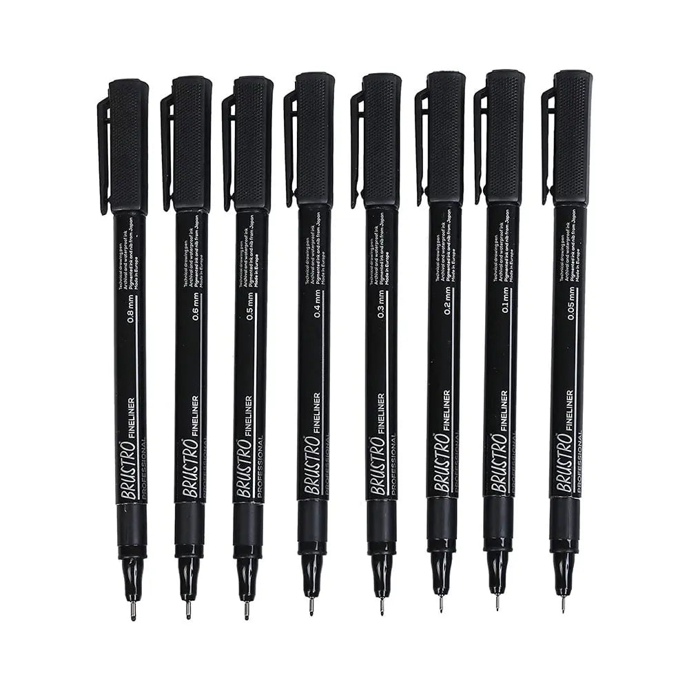 Brustro Fineliner Professional Pen Black Assorted Set Canvazo