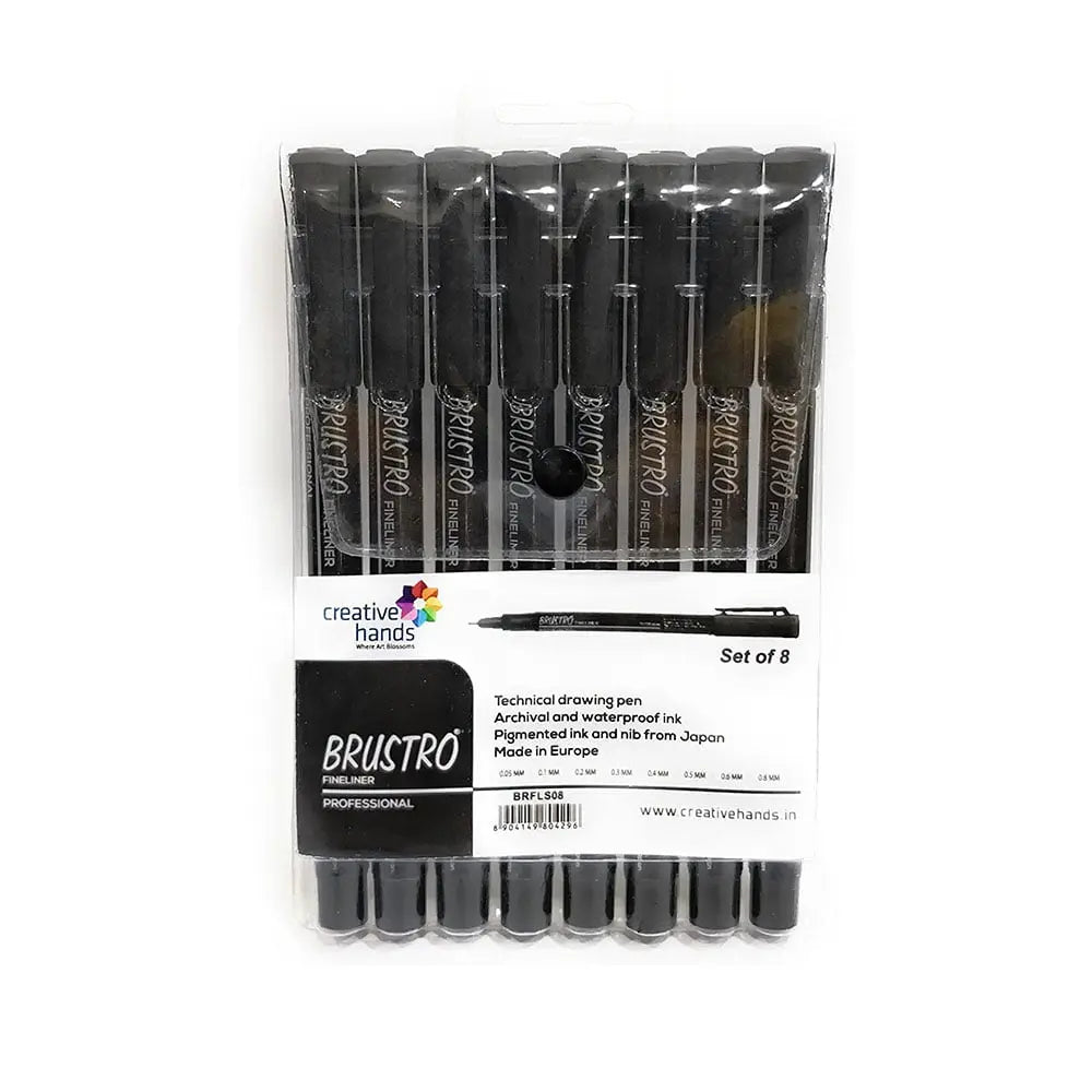 Brustro Fineliner Professional Pen Black Assorted Set Brustro