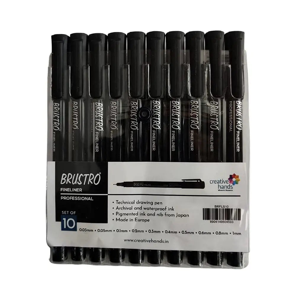 Brustro Fineliner Professional Pen Black Assorted Set Brustro