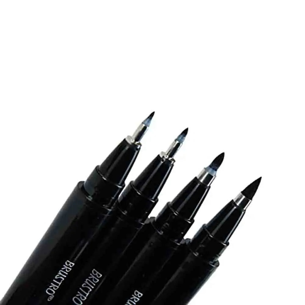 Brustro Fude Hard-Tip Brush Pen Black Ink Set of 4 - Canvazo