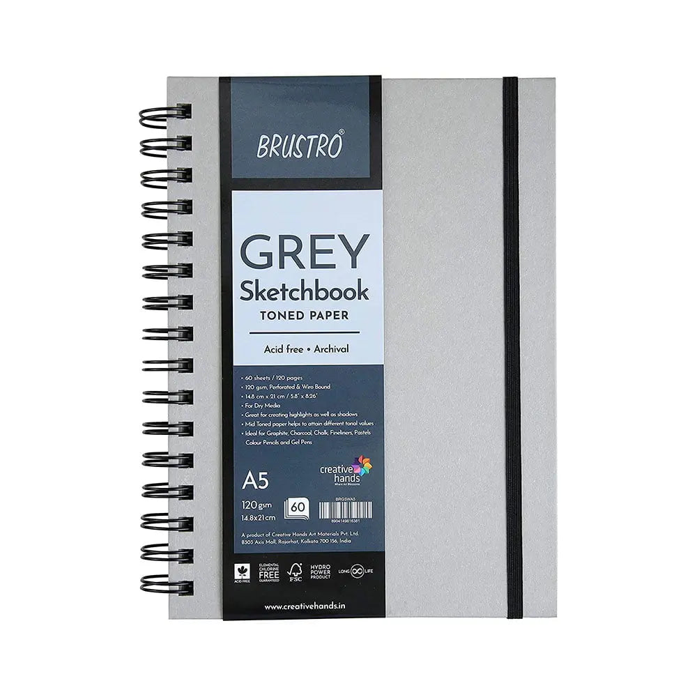 Brustro Grey Sketchbook Toned Paper 120gsm Brustro