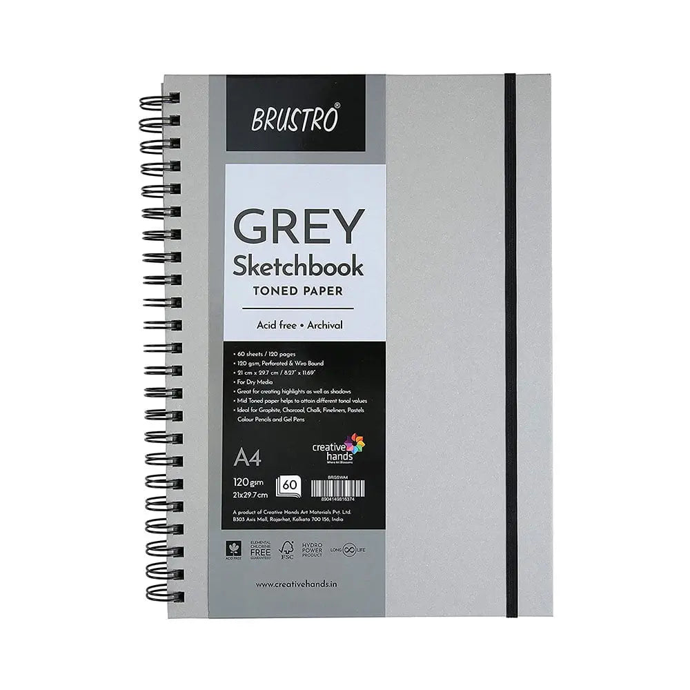 Brustro Grey Sketchbook Toned Paper 120gsm Brustro