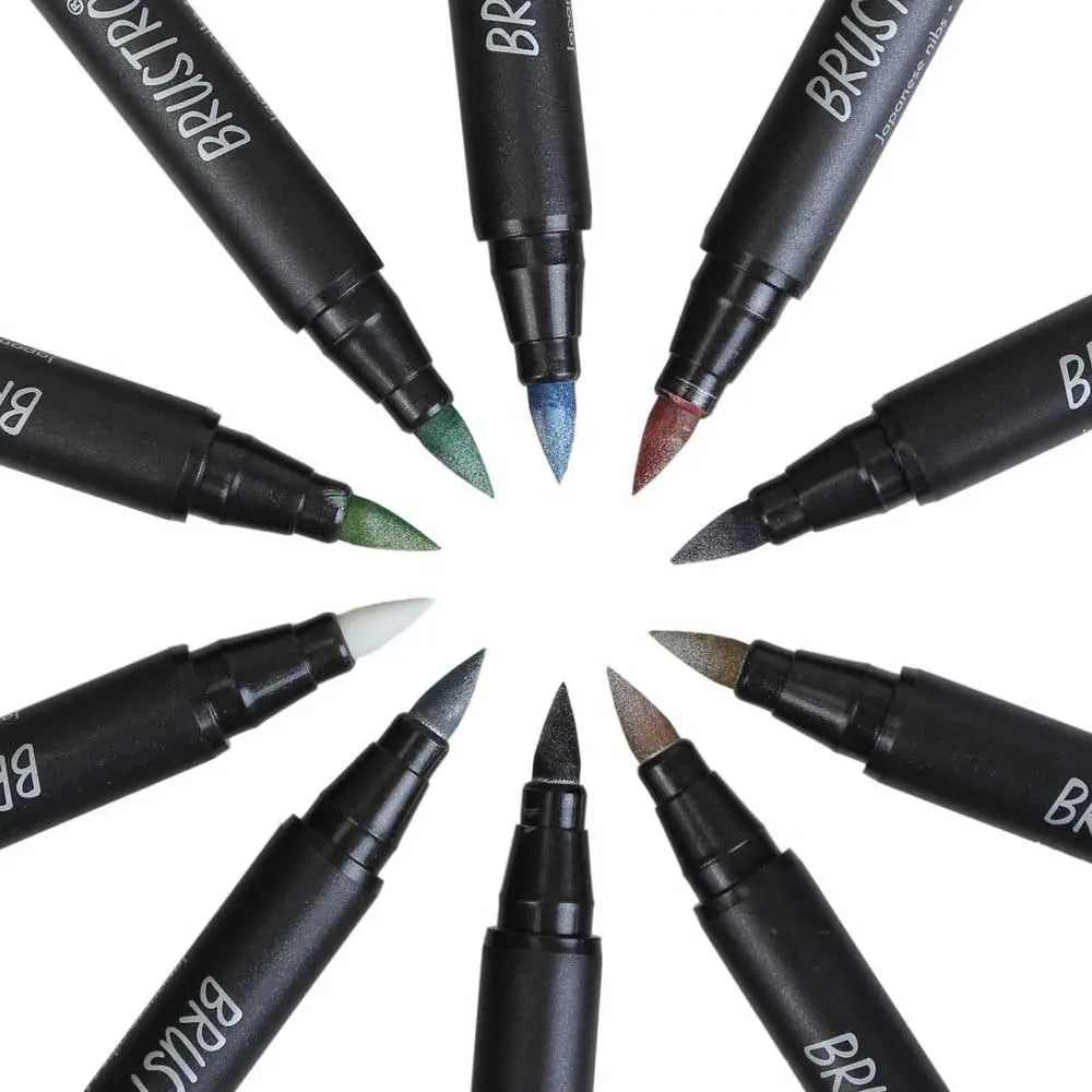Brustro Metallic Brush Pen Set Of 10 Brustro