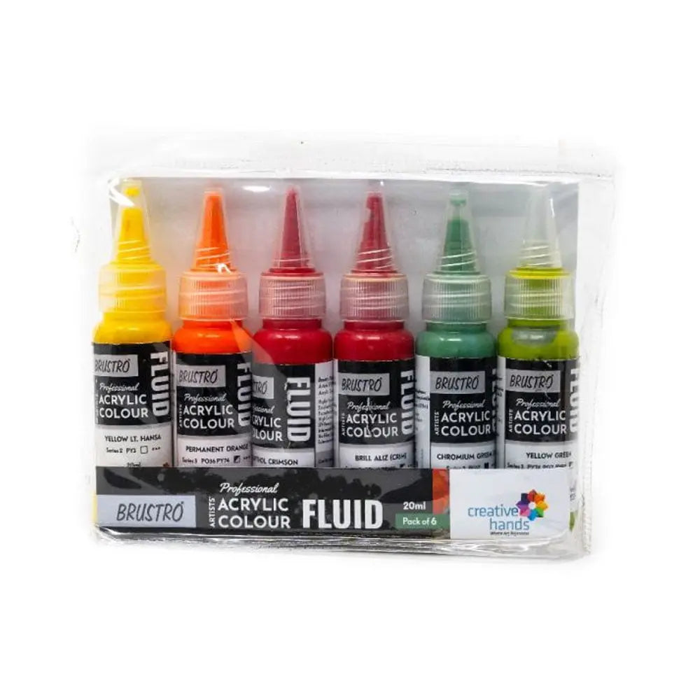 Brustro Professional Artists Acrylic Colour Fluid 20ml Pack Of 6 - Tropical Paradise Brustro