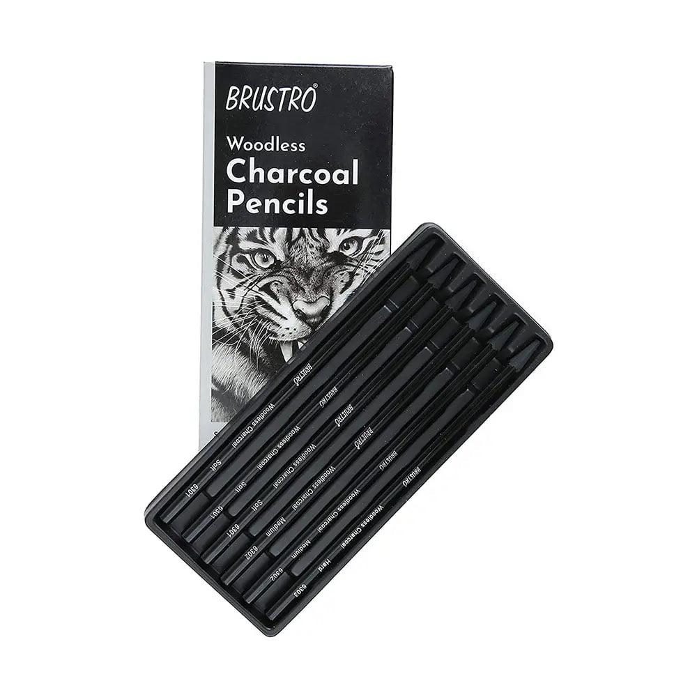 Brustro Woodless Charcoal Pencils Set Of 6 Brustro