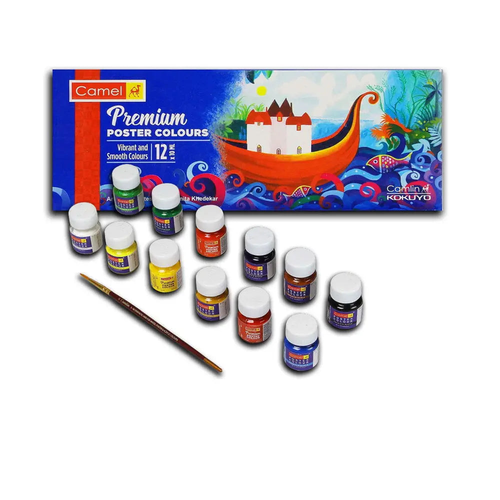 Prisha Camel Artist Poster Colour 12 Shades Non-Toxic 10 Ml Each Bottle  Drawing Painting Shading Sketching Poster Finish Canvas Painting Wooden  Paint, Multicolour : : Home & Kitchen