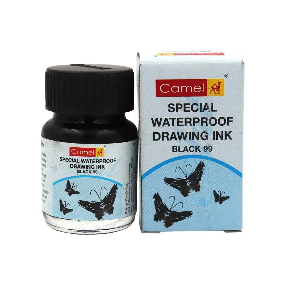 Camel Waterproof Drawing Ink Black 99 (20ml) - Canvazo