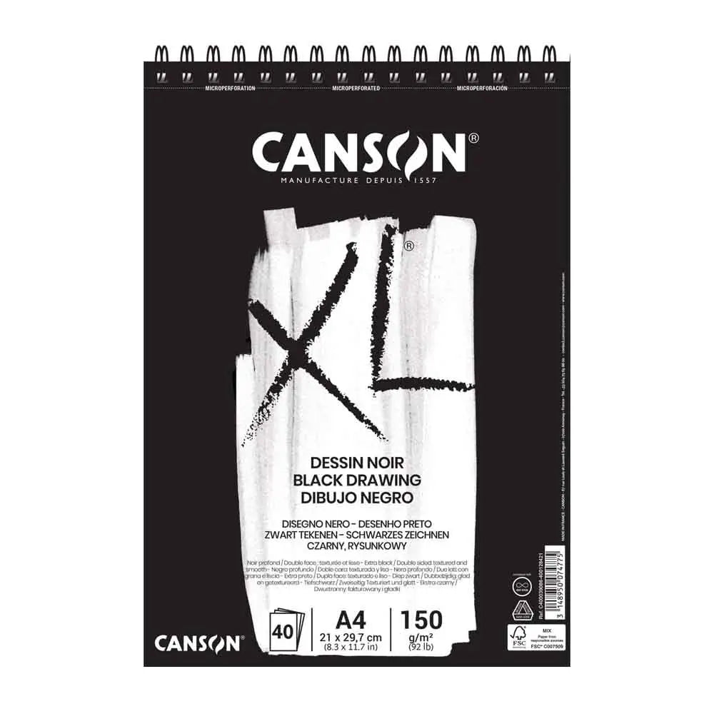 Canson XL Black Spiral Drawing Pad (150 GSM) Canson