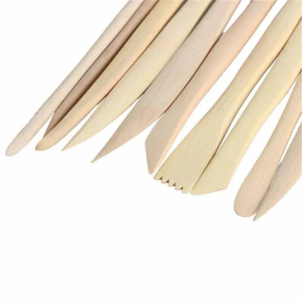 Canvazo 15pcs Double Ended Wooden MUD Clay Modeling Tools Set- Canvazo