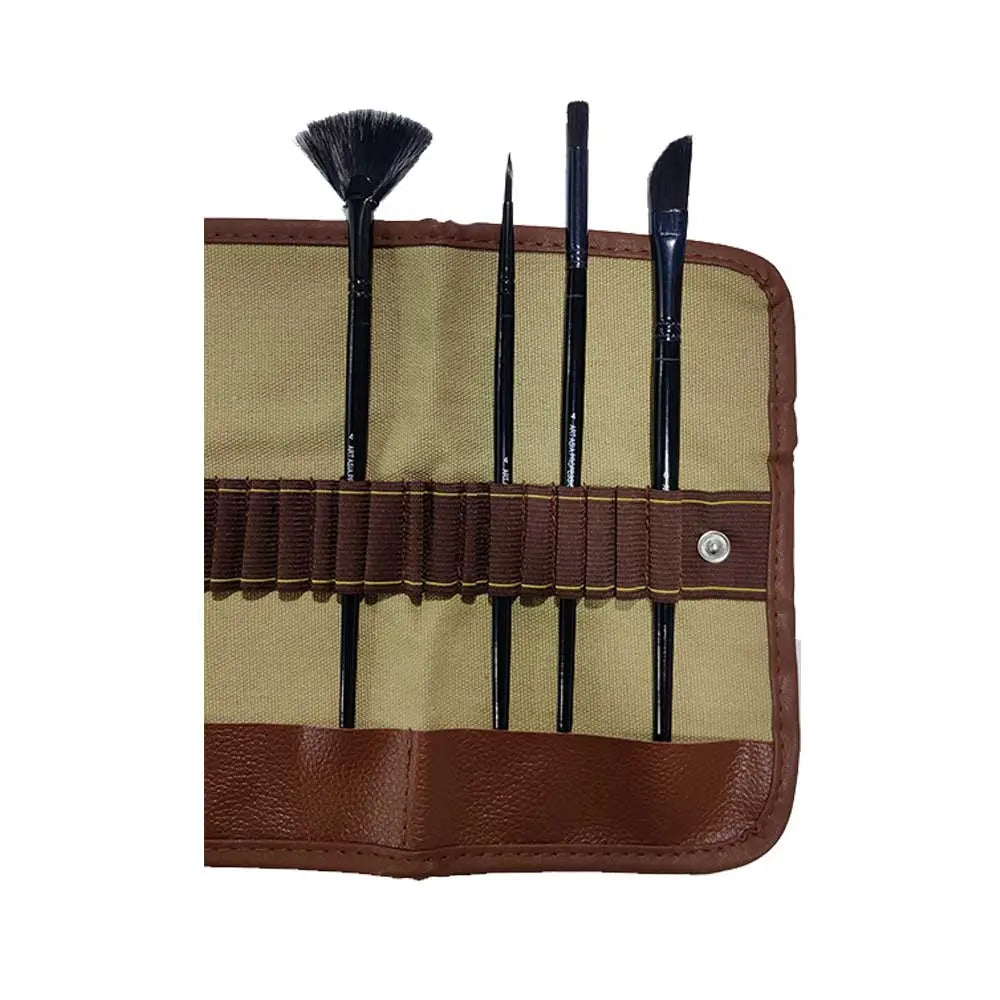 pen pencil Stationery paint brush bag pocket holder Case cow Leather coffee  W194
