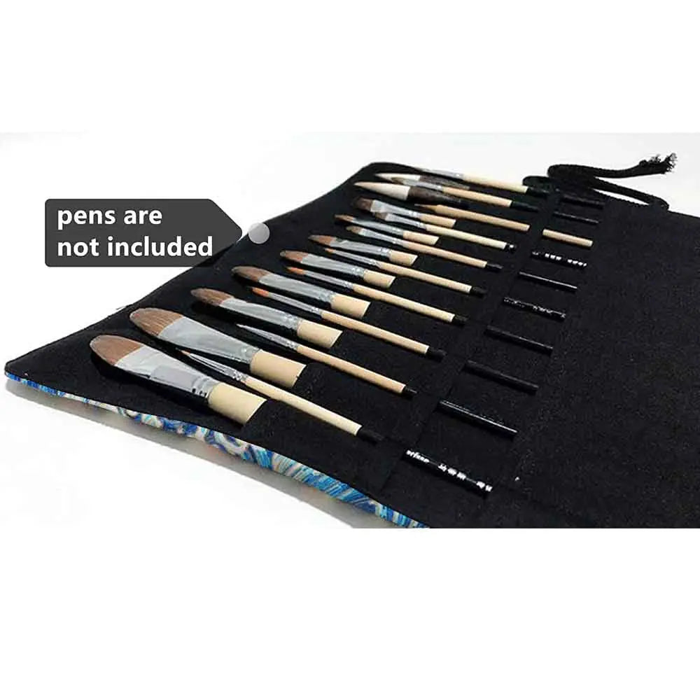 Canvazo Canvas Artist Paint Brush Holder Roll Up Brush Bag Case Portable Long Handle Brush Pouch for Acrylic Watercolor Oil Draw Pen Brush Canvazo