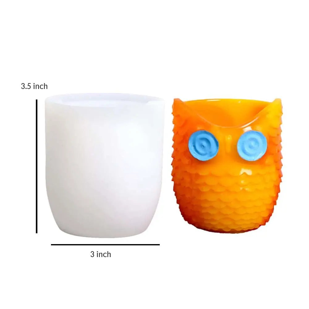 Canvazo Owl Pen Holder Epoxy Resin Mold Owl Flower Pot Silicone Mold Canvazo