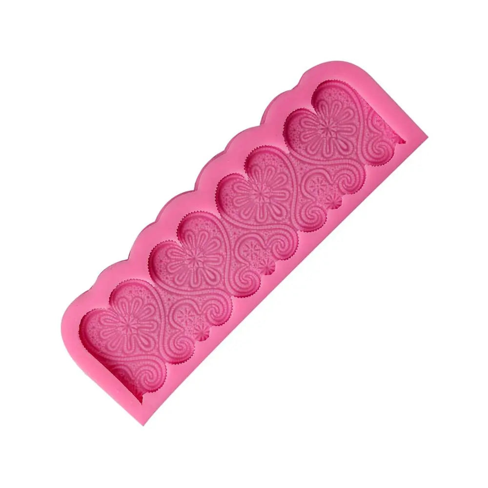 Canvazo Silicone Mould - 4 Heart Border Lace JSF621 Canvazo