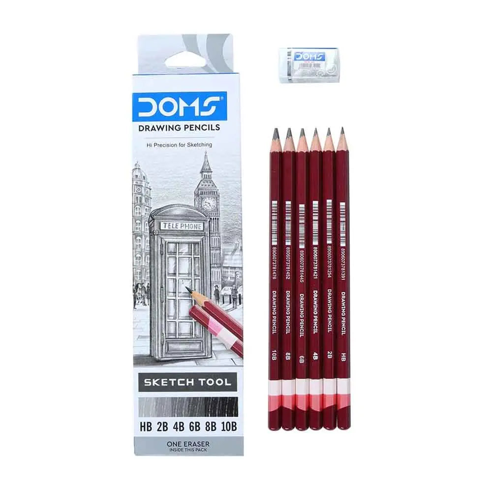 DOMS Drawing Sketch Tool Pencil ( Set of 6 ) Doms