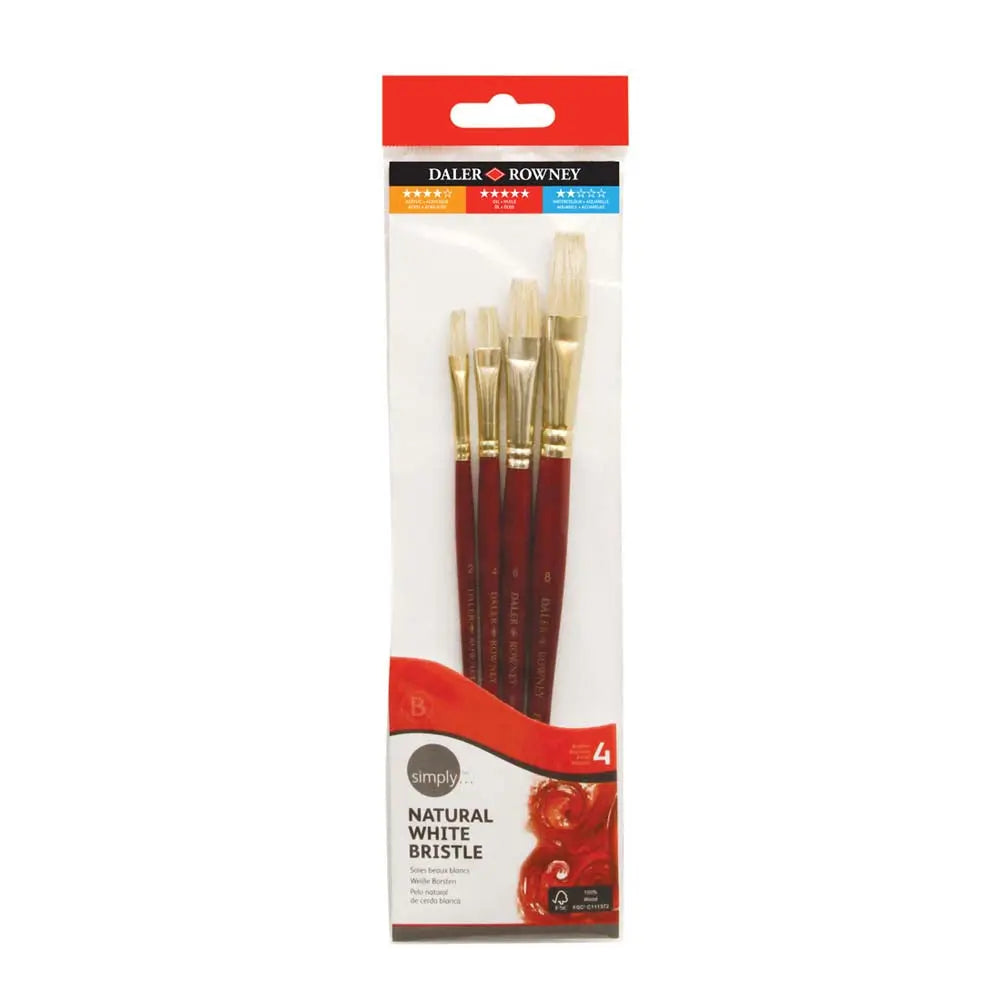 Daler Daler Rowney Simply Short Handle Oil Brush Set Of 4 Brushes - Canvazo
