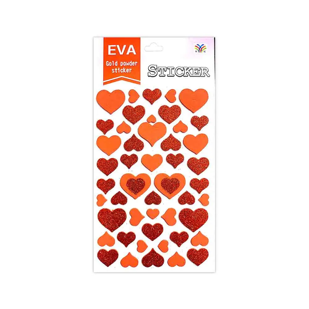 Eva Gold Powder Sticker Glitter Heart Shape Foam Sheet Pack Of 1 Canvazo