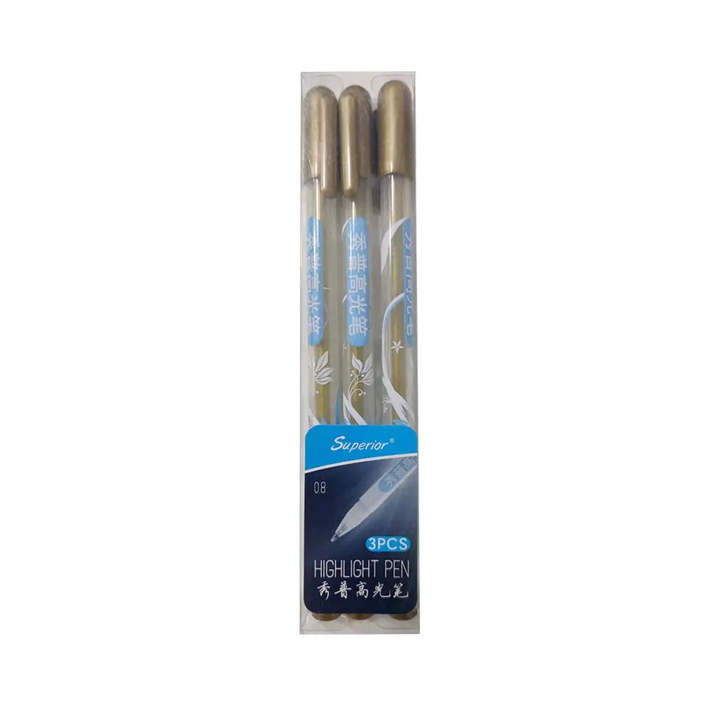 Highlighter Gel Pen Set of 3 Pieces - 0.8MM - SPGGB NoBrand