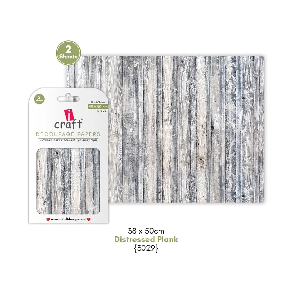ICRAFT DECOUPAGE PAPERS- DISTRESSED PLANK 15