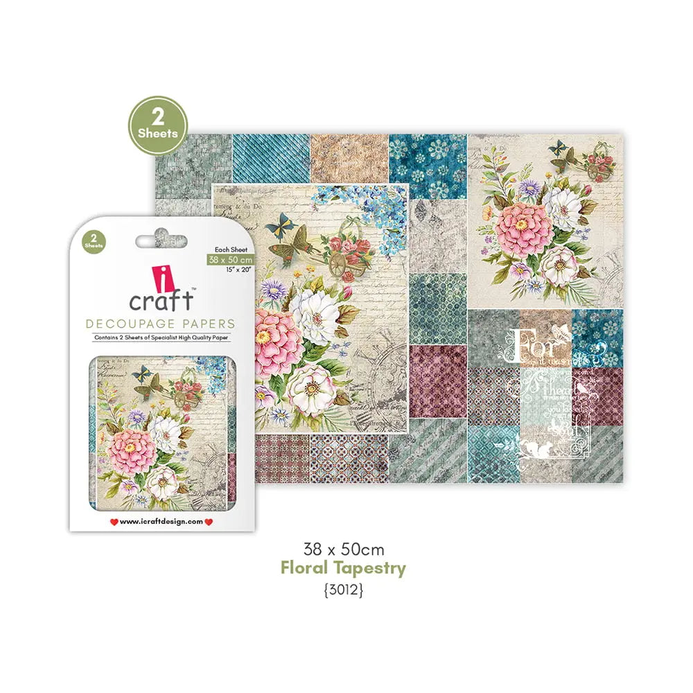 ICRAFT DECOUPAGE PAPERS- FLORAL TAPESTRY 15